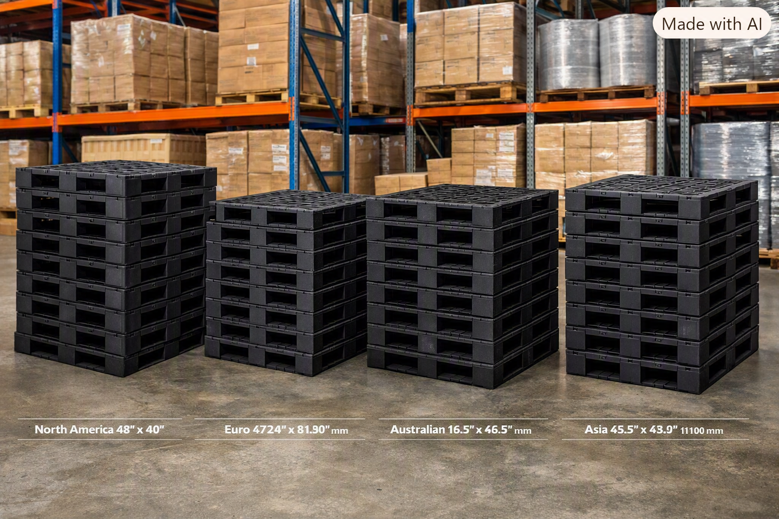 Stacked Hybrid Polymer Composite Pallets